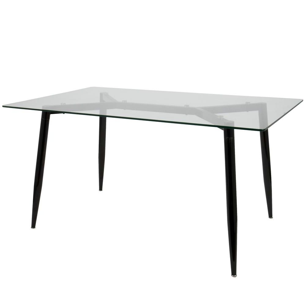 Latest Lumisource Clara Rectangular Black Dining Table With Clear Tempered Regarding Dining Tables Black Glass (View 21 of 25)