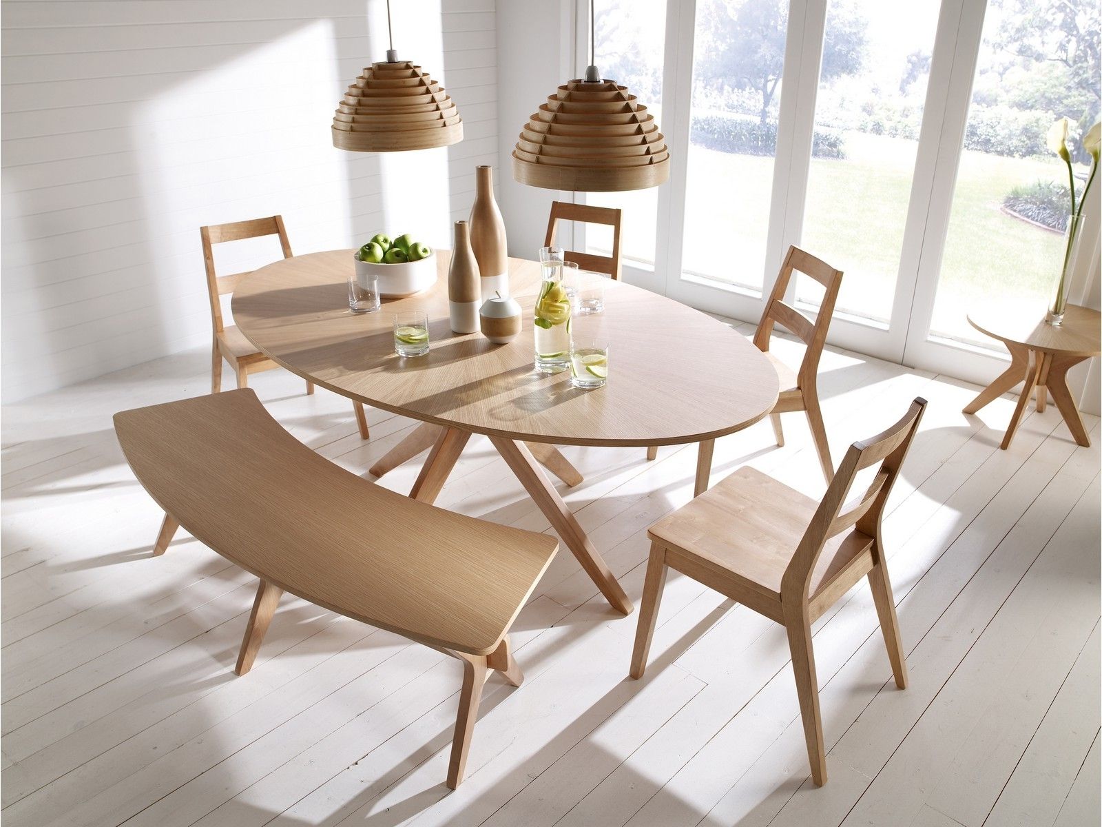 Malmo Dining Table Set Chairs Bench Oak Veneer & Solid Wood With Most Up To Date Danish Style Dining Tables (View 1 of 25)