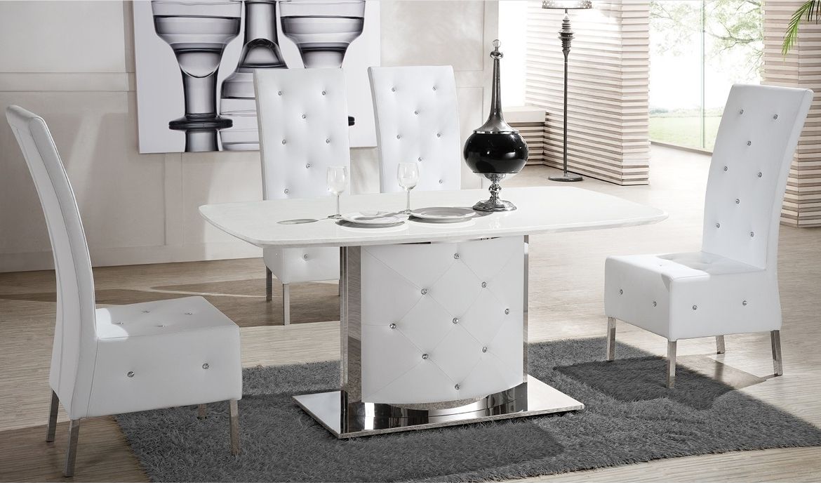 Marble Effect Dining Tables And Chairs In Fashionable Serene White Marble Finish Dining Table Only 21364 (Photo 1 of 25)
