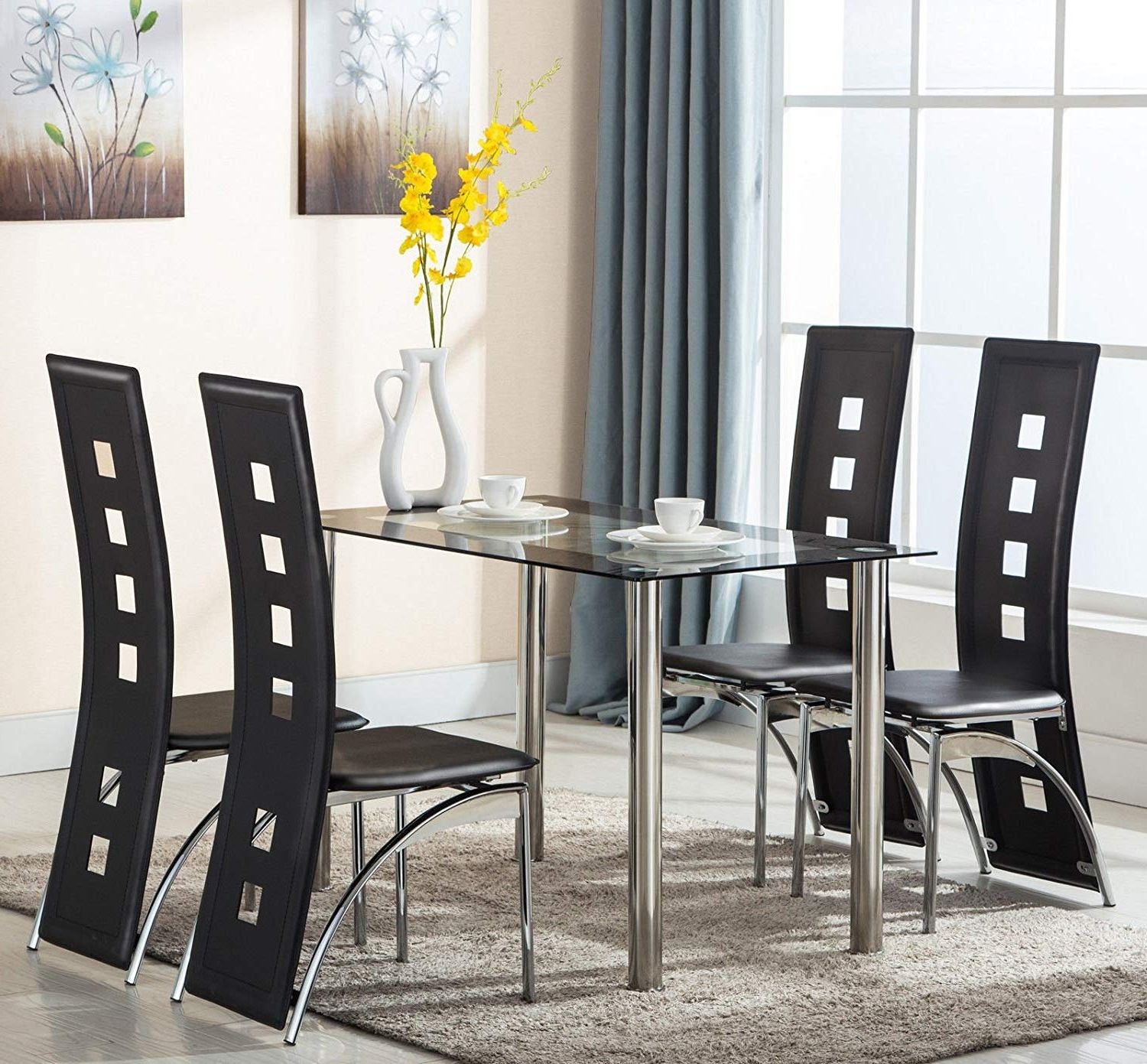 Featured Photo of 25 Photos Glass Dining Tables and Leather Chairs