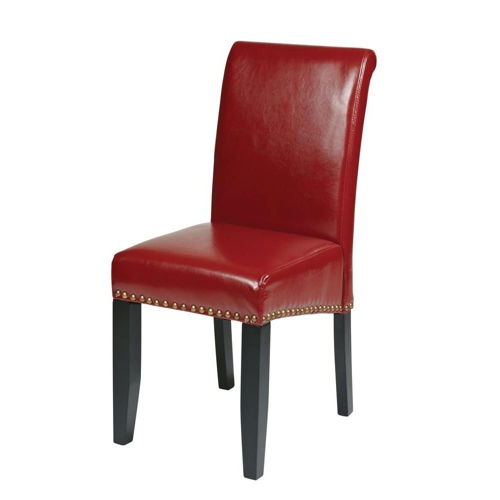 Most Popular Red Leather Dining Chairs Intended For Ospdesigns Crimson Red Eco Leather Parsons Dining Chair Met87rd (Photo 1 of 25)