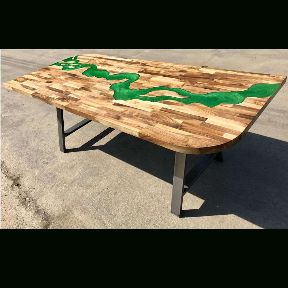 Most Popular Walnut & Green Resin River Dining Table (sold) For Green Dining Tables (View 17 of 25)