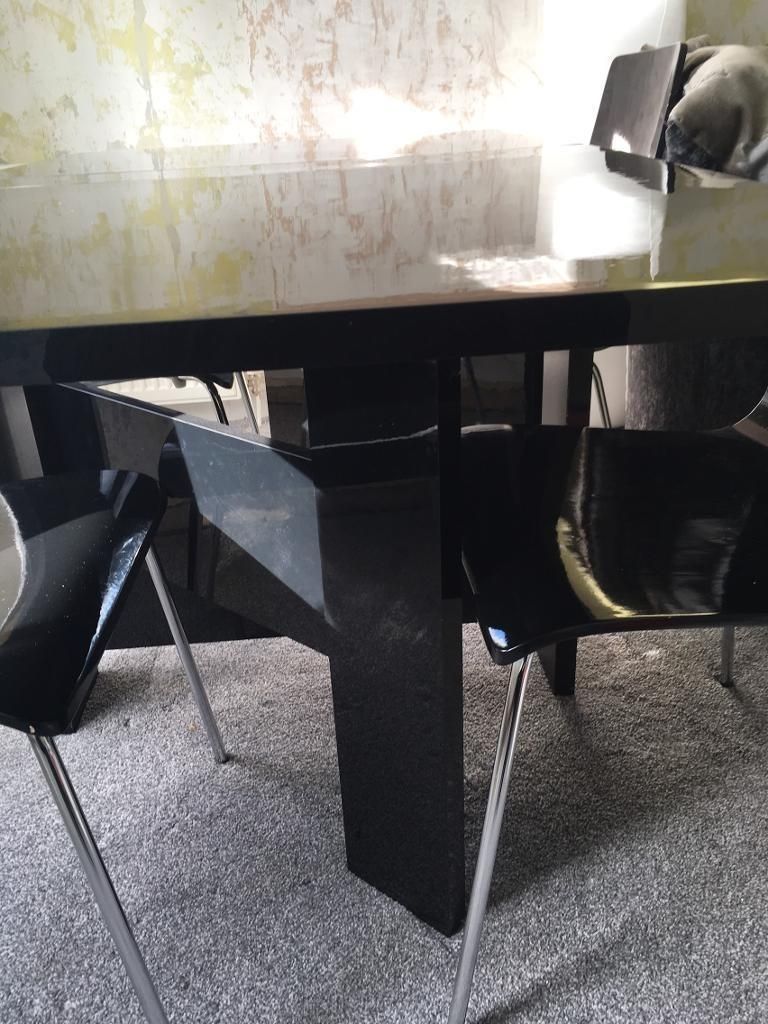 Most Recent Black High Gloss Next Folding Dining Table With 4 Chairs (View 4 of 25)