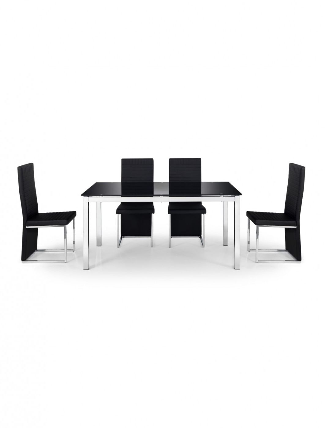 Most Recent Tempo Glass Dining Table And 4 Dining Chairs Tem901 Within Black Glass Dining Tables And 4 Chairs (View 14 of 25)