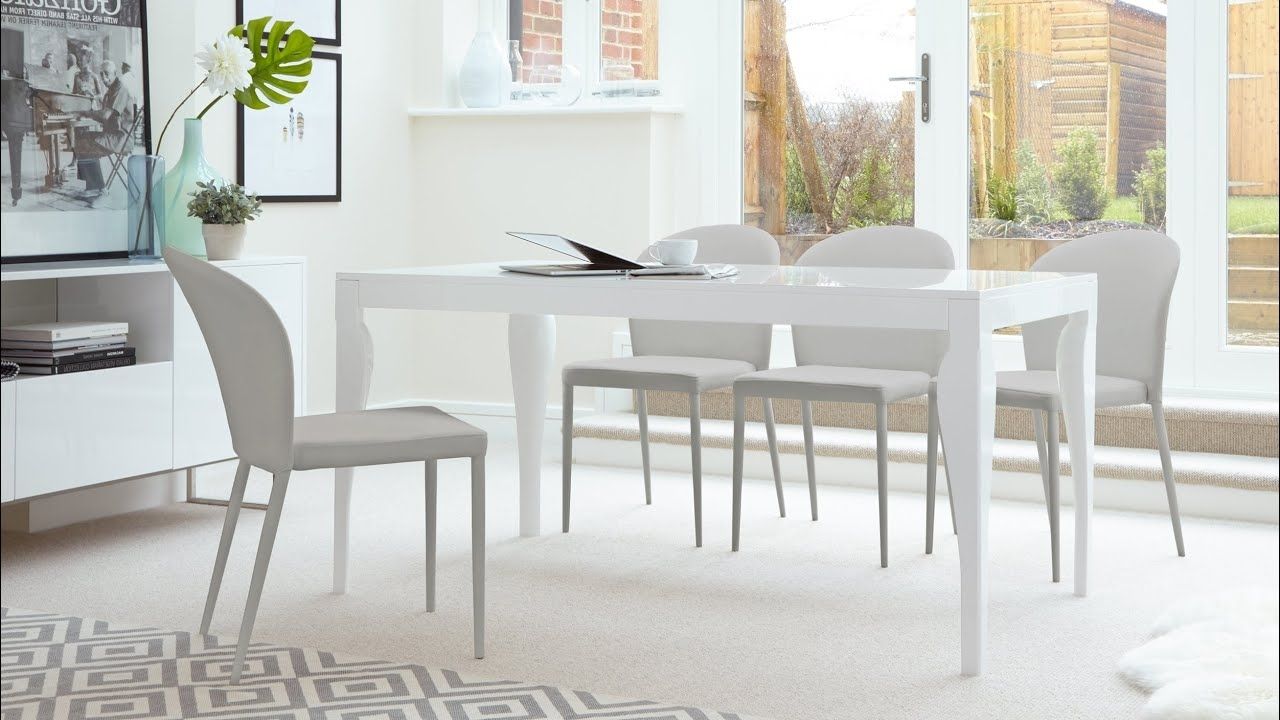 Most Recent White Gloss Dining Chairs Inside 6 Seater White Gloss Dining Table And Stackable Dining Chairs – Youtube (Photo 14 of 25)