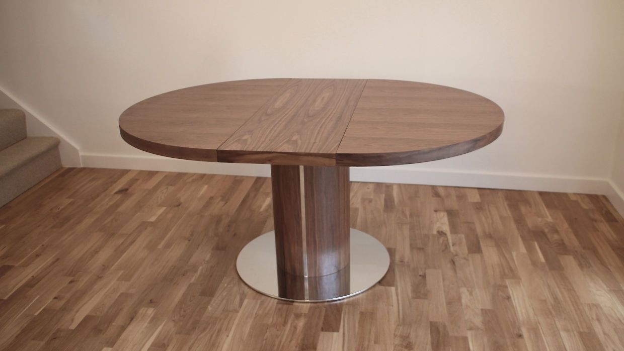 Most Recently Released Cool Round Walnut Extendable Dining Table With Round Steel Base In Throughout Round Extendable Dining Tables (Photo 15 of 25)