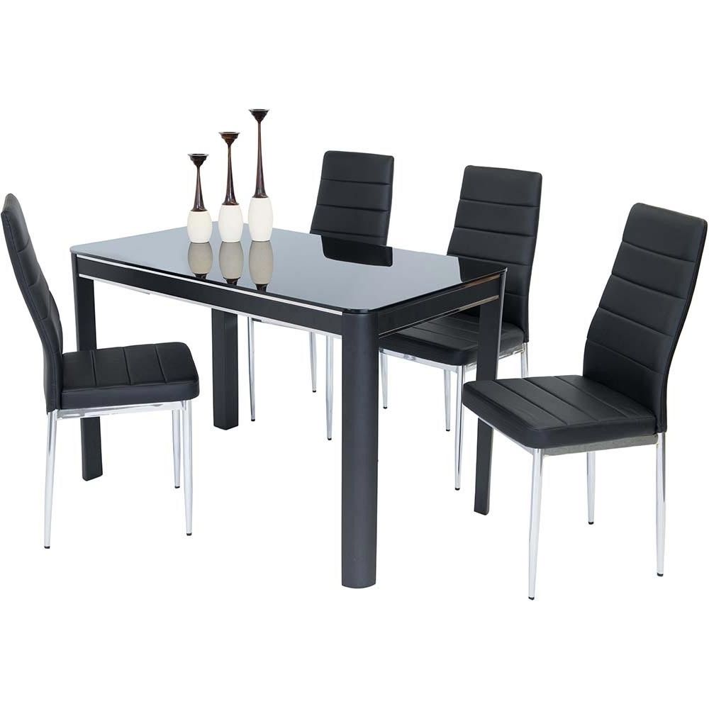 Most Up To Date Black Gloss Dining Tables And Chairs Within Boston Small Narrow Black Gloss Dining Table (Photo 23 of 25)