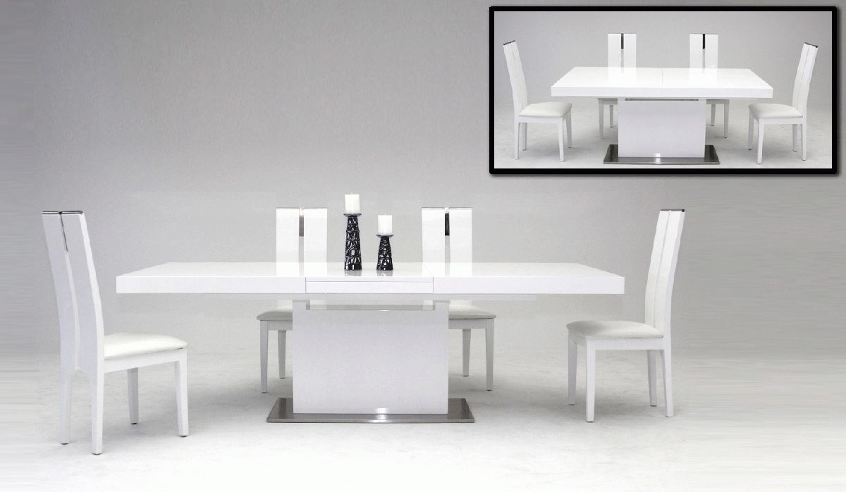 Most Up To Date White Square Extending Dining Tables Throughout Zenith Modern White Extendable Dining Table (View 2 of 25)