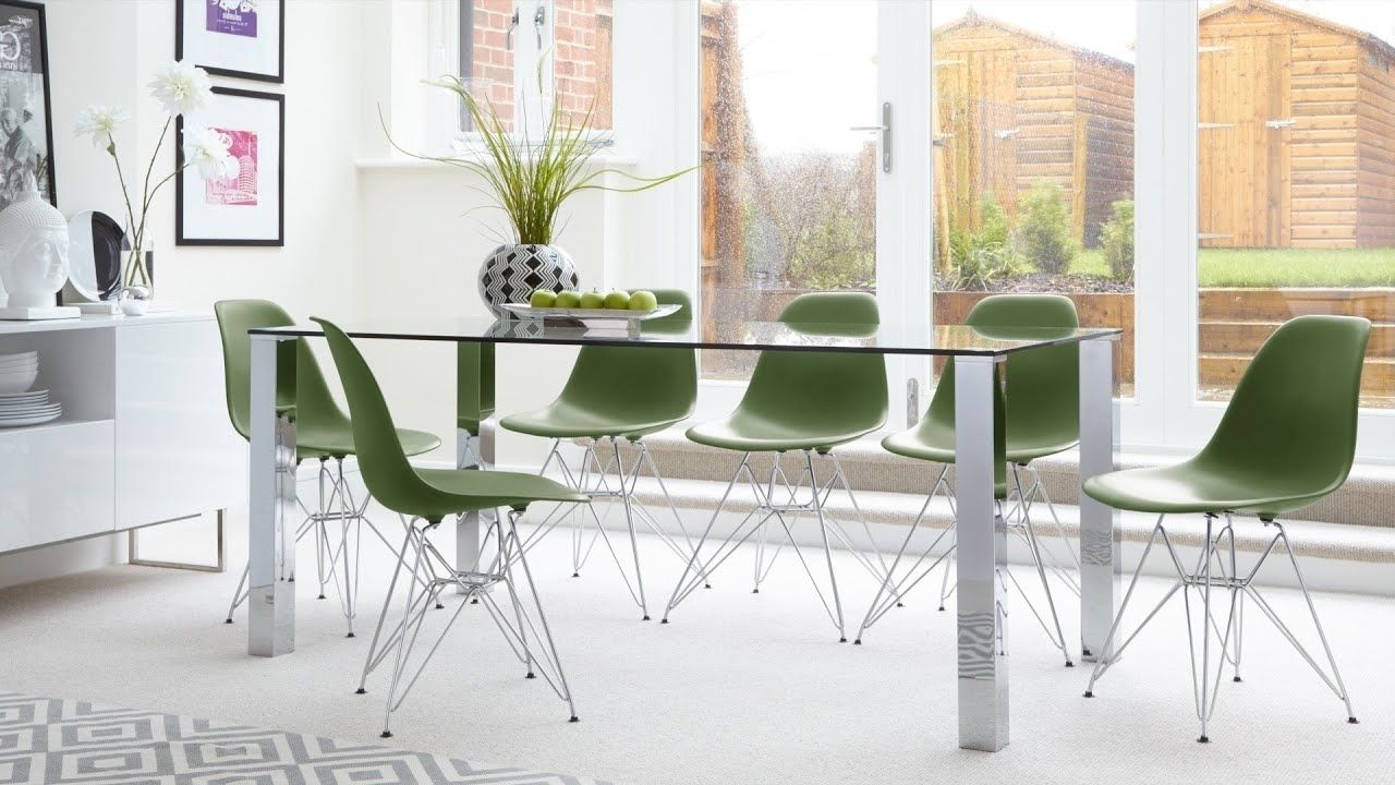 Newest Contemporary Glass 6 Seater Dining Table And Eames Dining Chairs Regarding Glass Extendable Dining Tables And 6 Chairs (Photo 20 of 25)