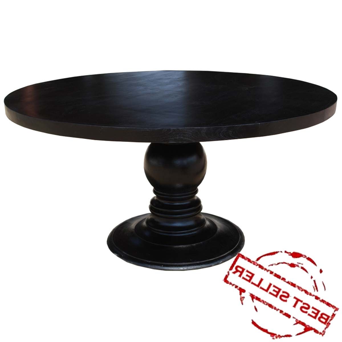 Nottingham Solid Wood 72" Black Round Dining Table For 8 People Regarding Current Dark Round Dining Tables (View 5 of 25)