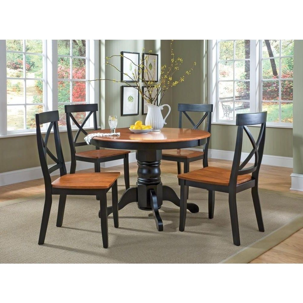 Oak Dining Sets Throughout Well Known Home Styles 5 Piece Black And Oak Dining Set 5168 318 – The Home Depot (View 1 of 25)