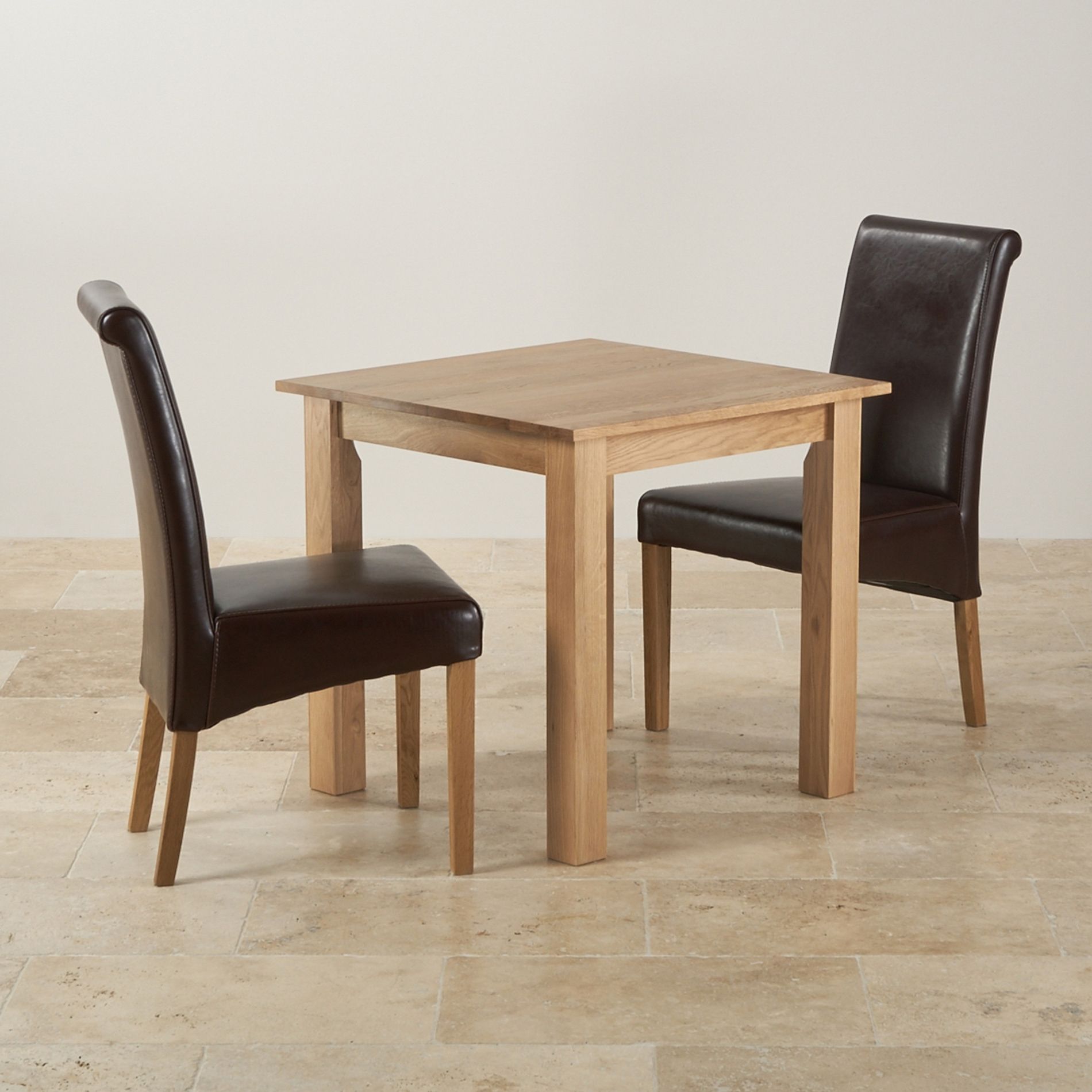 Oak Dining Tables And Leather Chairs Inside Fashionable Hudson Dining Set In Natural Oak Table 2 Leather Chairs (Photo 10 of 25)