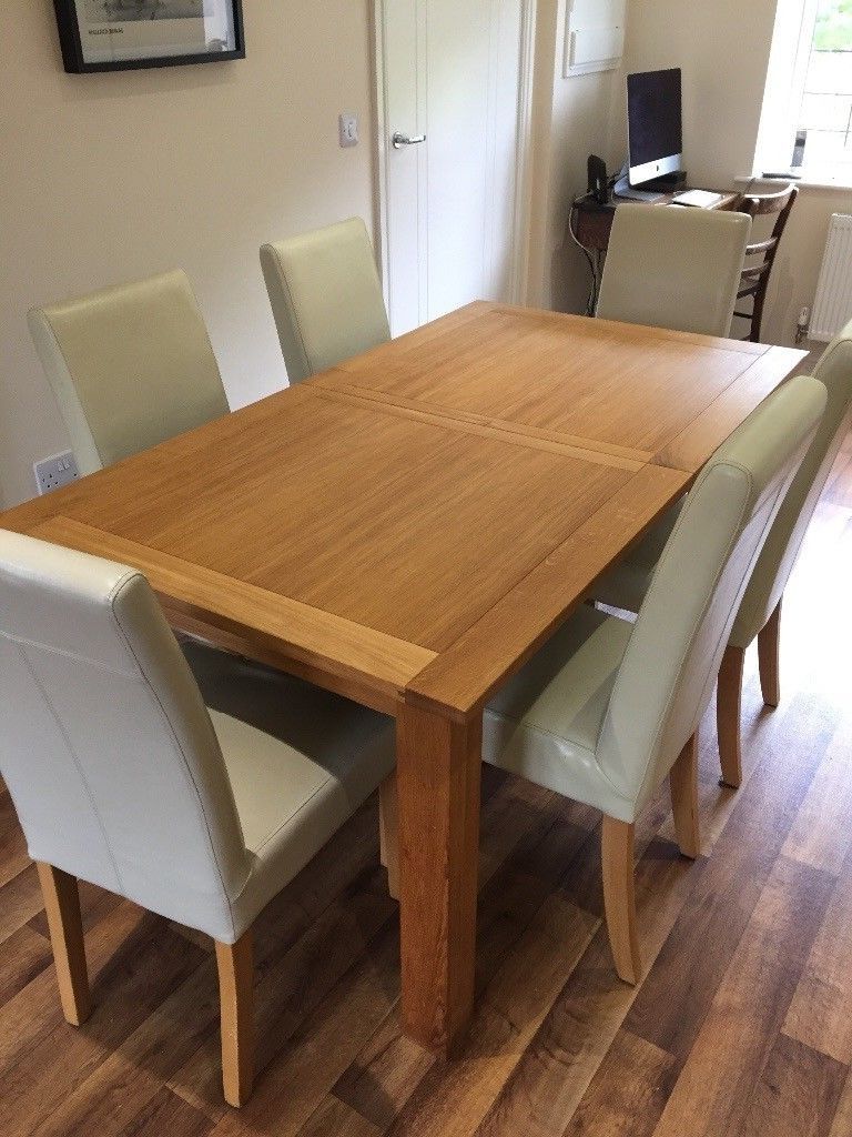 Oak Extending Dining Sets With Regard To Most Popular Next Cambridge Solid Oak Extending Dining Table And 6 Leather Chairs (Photo 1 of 25)