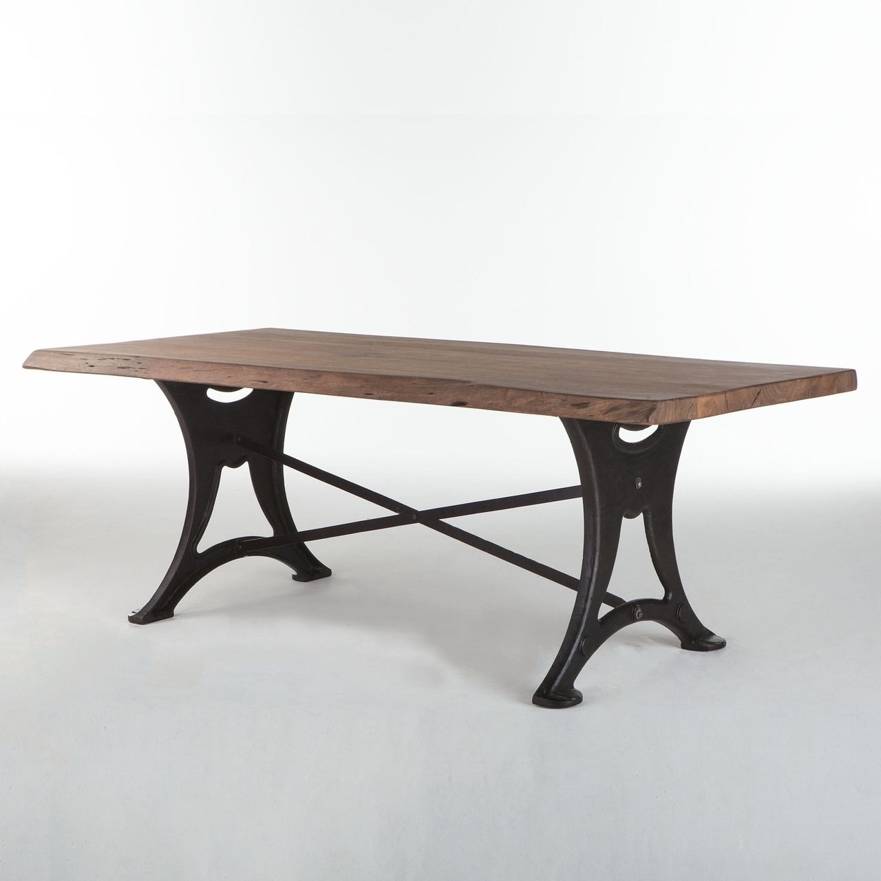 Organic Forge 106″ Solid Wood Dining Table In Raw Walnut W/ Cast With Regard To Most Popular Iron And Wood Dining Tables (Photo 23 of 25)