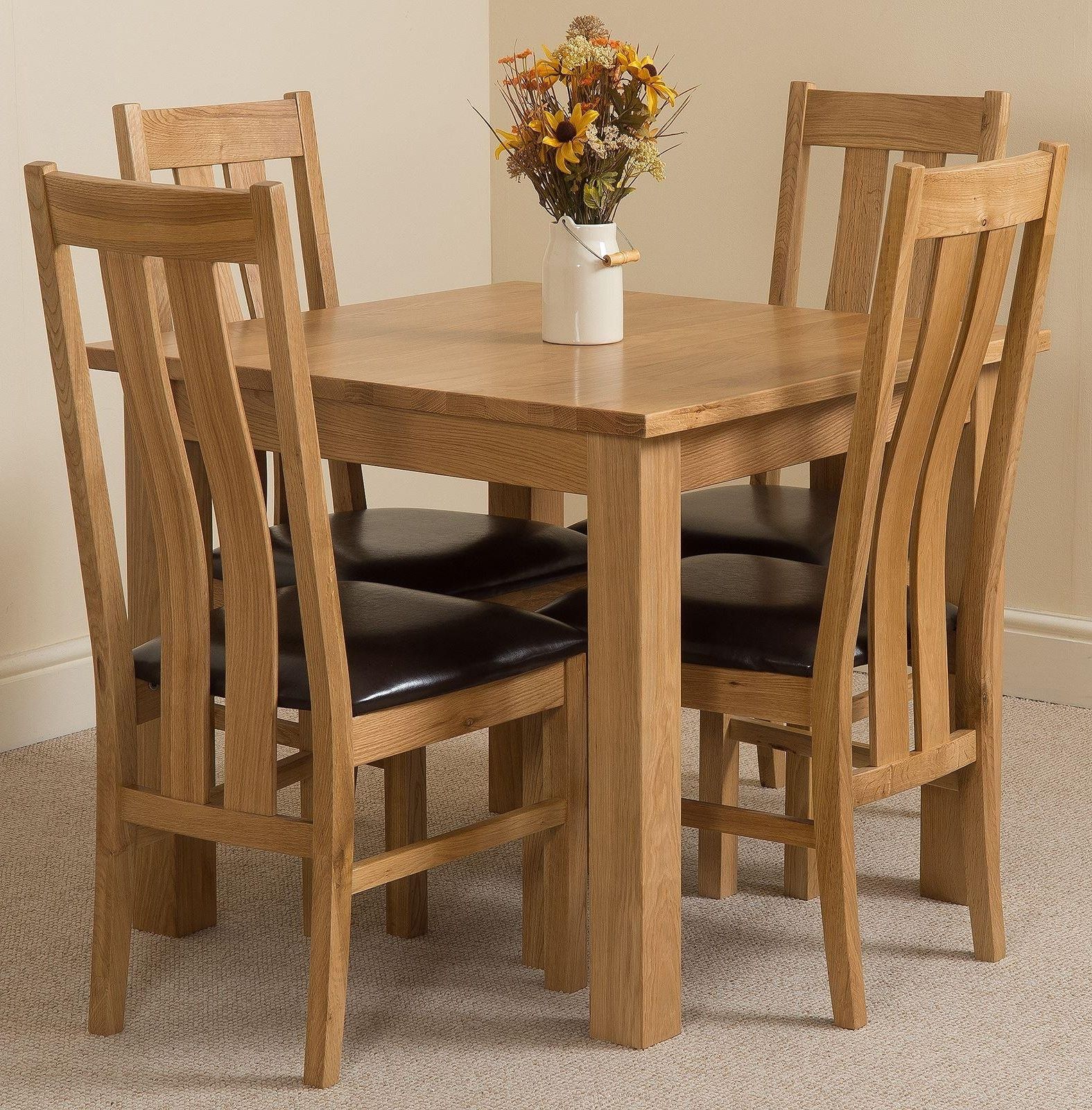 Oslo Solid Oak Dining Table And 4 Princeton Solid Oak Leather Chairs Pertaining To Famous Oak Dining Tables And Leather Chairs (View 21 of 25)