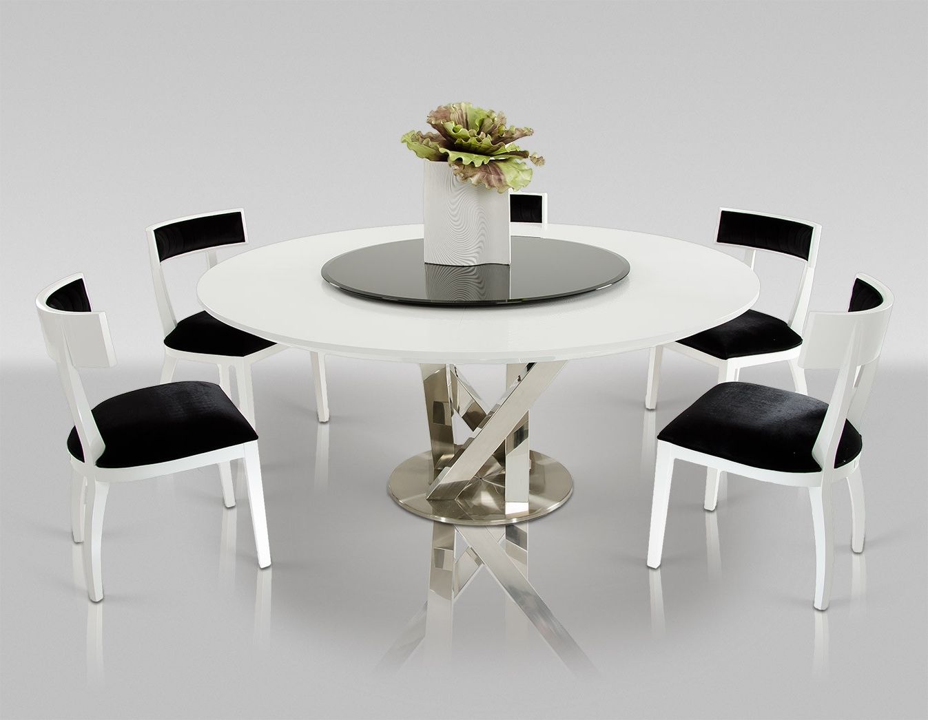 Recent A&x Spiral Modern Round White Dining Table With Lazy Susan Intended For Cheap Contemporary Dining Tables (View 13 of 25)