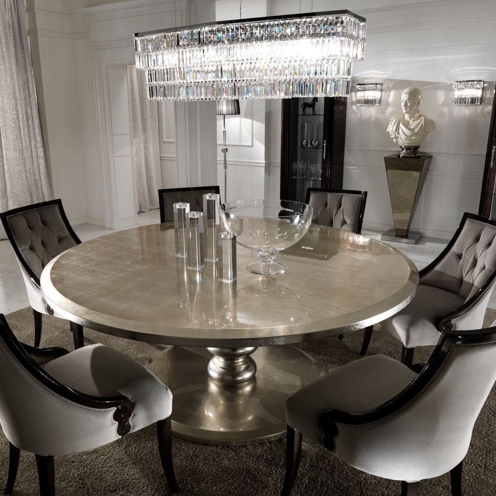 Recent Large Round Italian Champagne Leaf Dining Table And Chairs Set Regarding Huge Round Dining Tables (Photo 1 of 25)