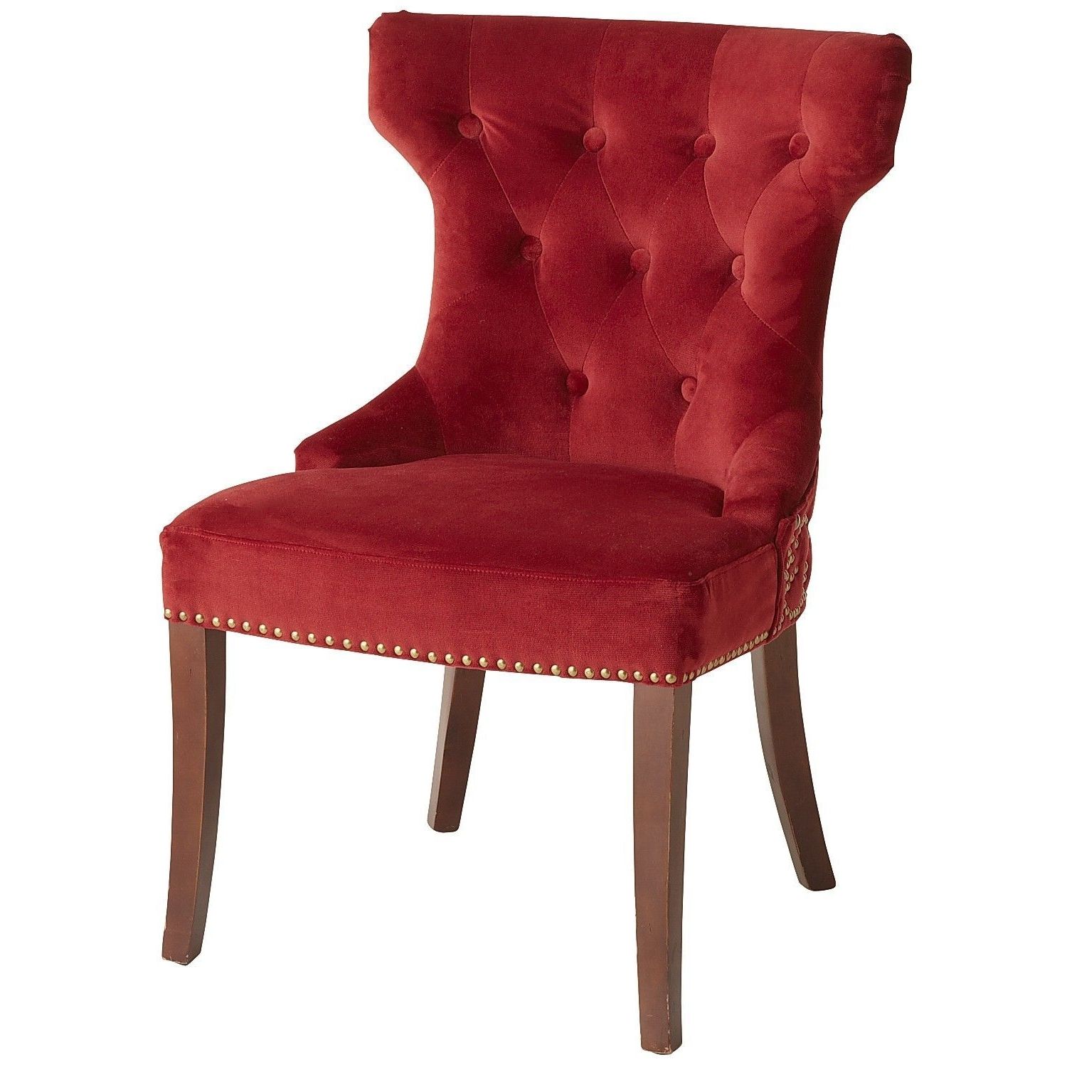 Red Dining Chairs For Most Recent Hourglass Velvet Red Dining Chair With Espresso Wood (Photo 18 of 25)