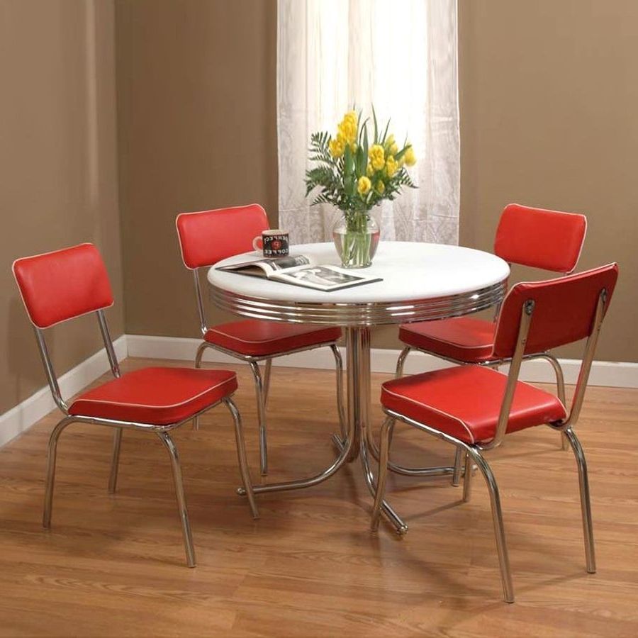Red Dining Table Sets Within 2017 Tms Furniture Retro Red Dining Set With Round Dining Table (Photo 12 of 25)