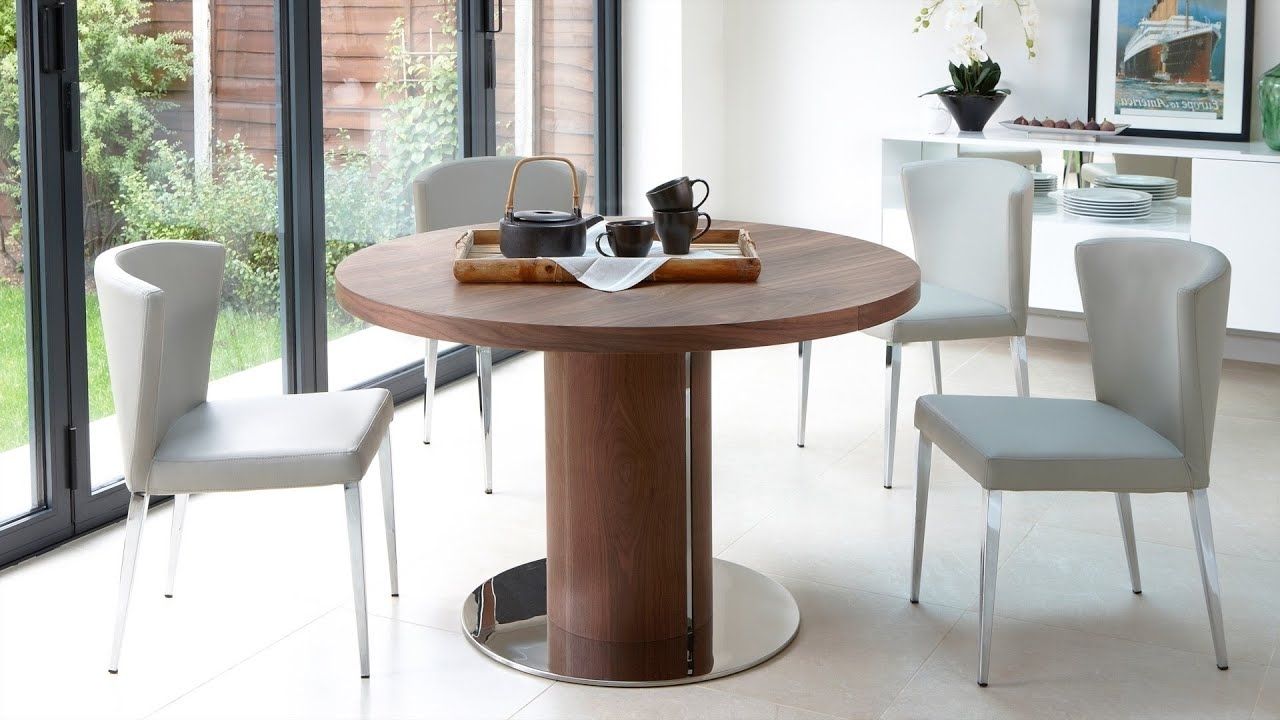 Round Extending Dining Tables Sets Intended For Recent Round Wooden Extending Dining Table And Modern Chairs – Youtube (Photo 18 of 25)