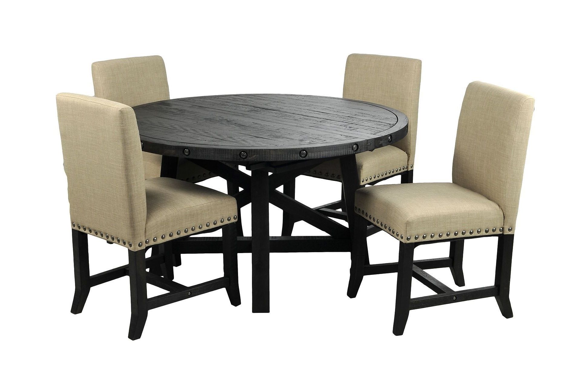Featured Photo of 25 Collection of Jaxon Grey 5 Piece Round Extension Dining Sets with Upholstered Chairs