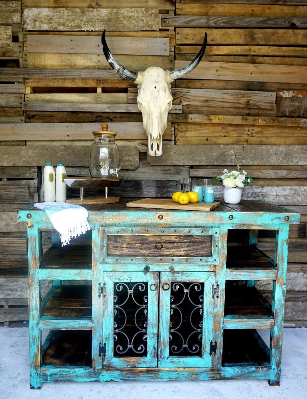 Rustic Furniture Within Wyatt 7 Piece Dining Sets With Celler Teal Chairs (Photo 23 of 25)