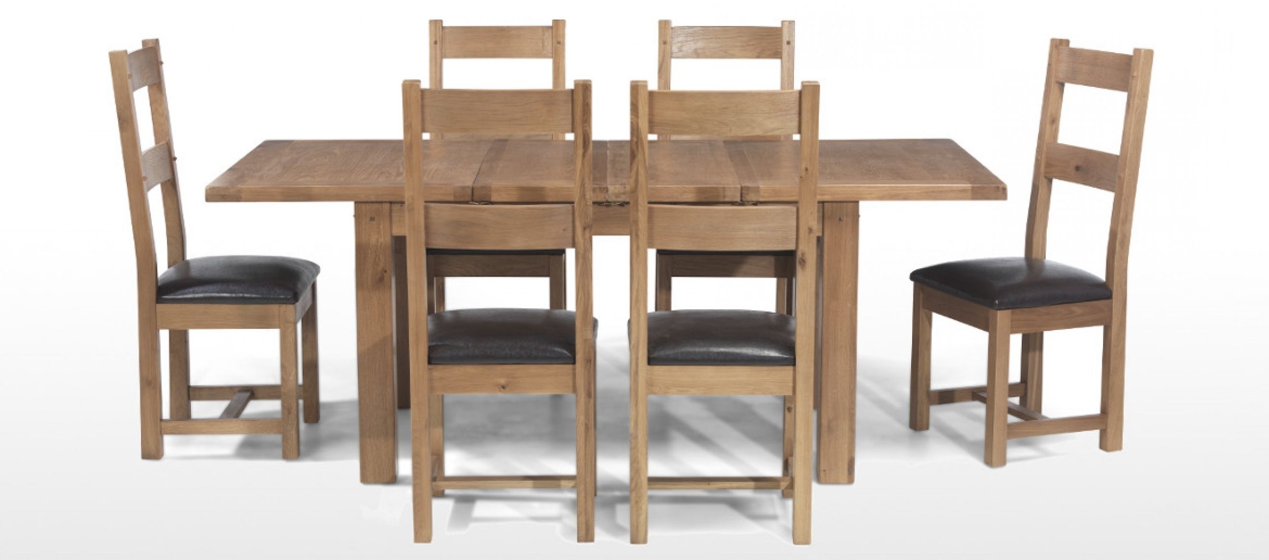Rustic Oak 132 198 Cm Extending Dining Table And 6 Chairs (Photo 15 of 25)