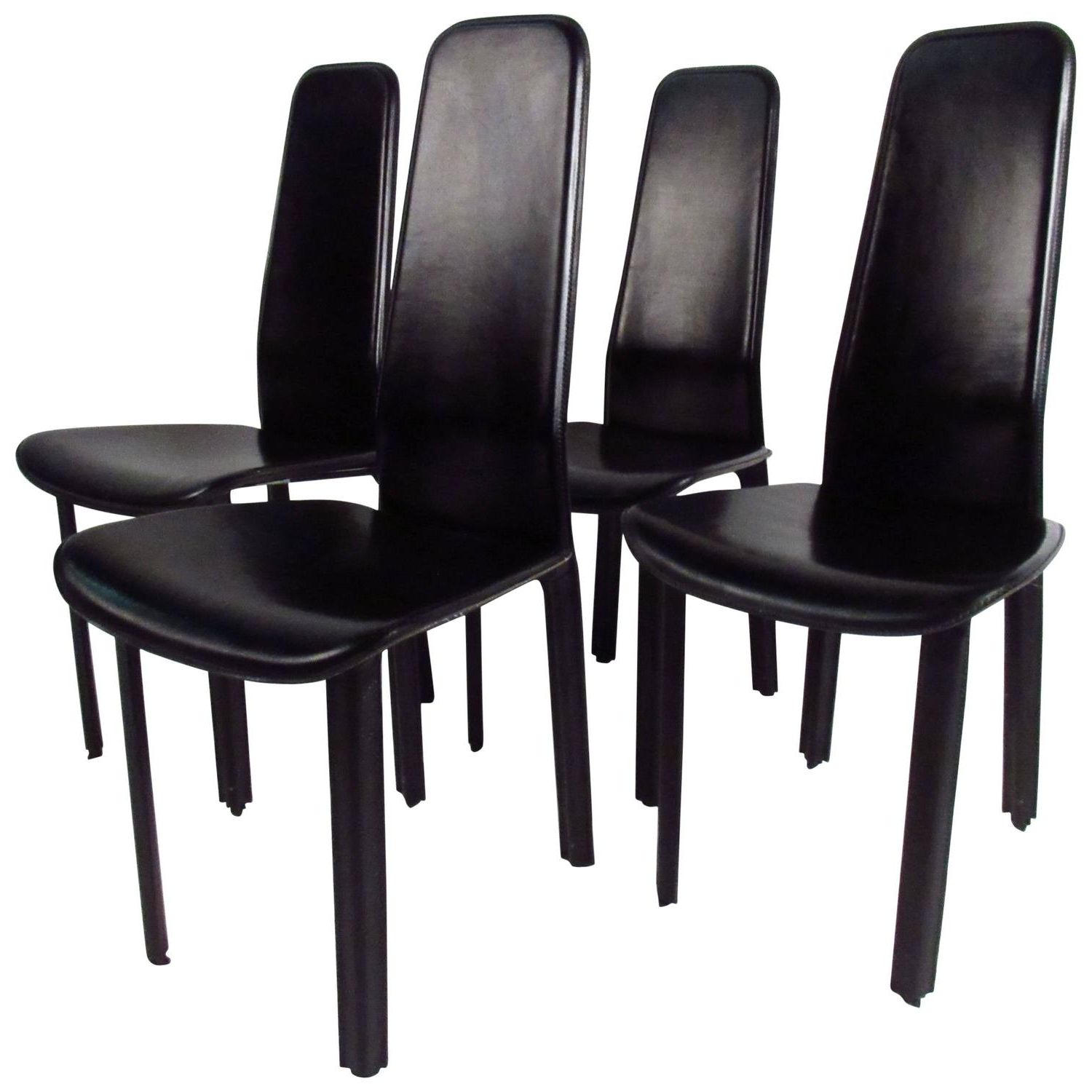 Set Of Italian Leather High Back Dining Chairscidue For Sale At With Regard To Popular High Back Leather Dining Chairs (View 2 of 25)