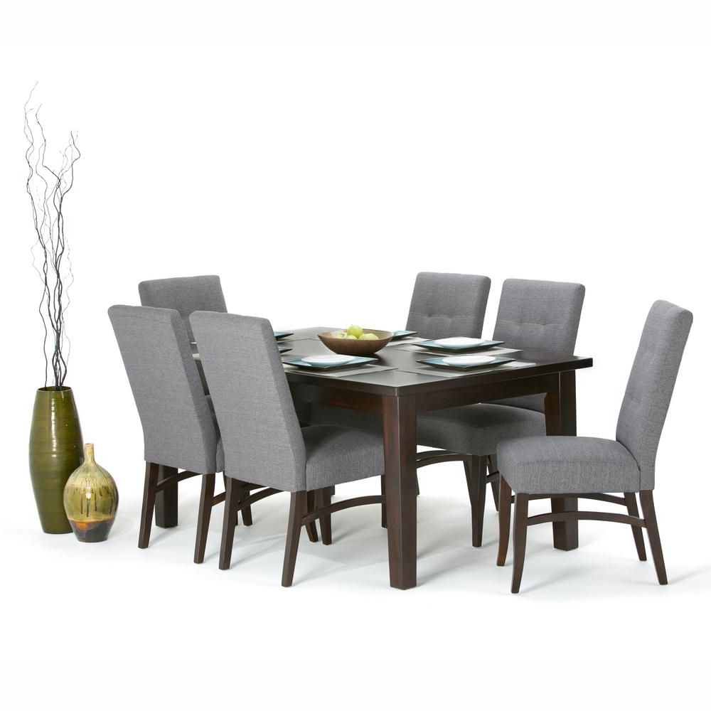 Simpli Home Ezra 7 Piece Slate Grey Dining Set Axcds7ez Gl – The Throughout Most Recent Dining Tables With Grey Chairs (View 22 of 25)