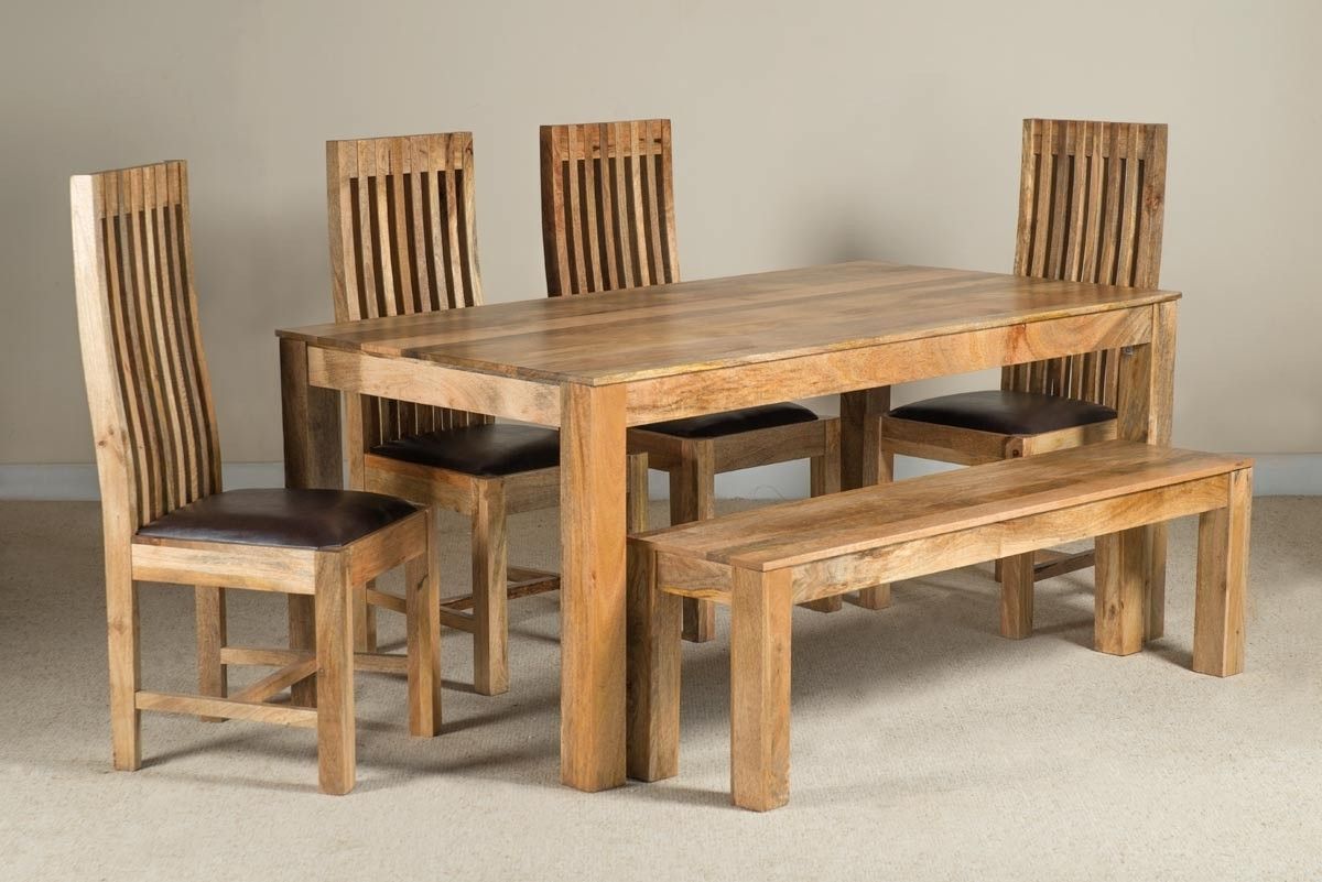 Six Seater Dining Tables Pertaining To Most Recently Released Mango Natural & Leather 6 Seater Dining Set With Bench (View 4 of 25)