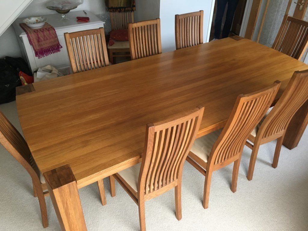 Solid Oak Dining Tables And 8 Chairs Within Most Up To Date Dining Table And 8 Chairs Fantastic Perfect Condition Solid Oak (Photo 2 of 25)