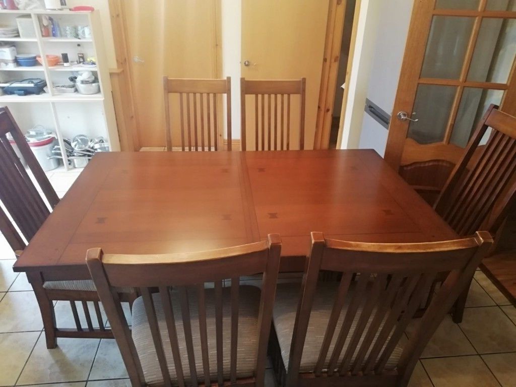 Solid Wood Dining Table With Extension Piece & 6 Chairs (Photo 15 of 25)