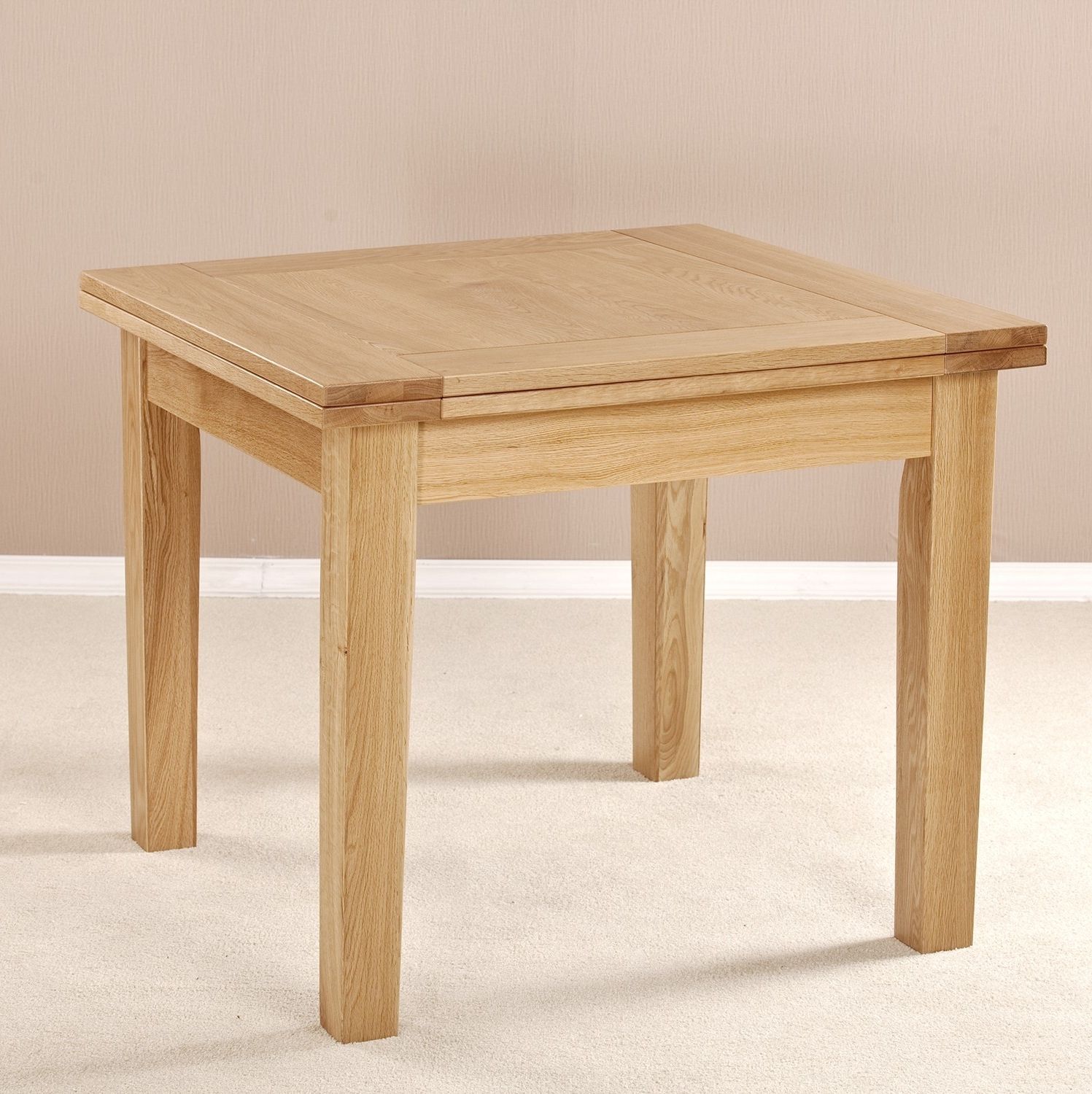 Square Solid Oak Wood Flip Top Extendable Dining Table Design With Within Well Liked Square Extendable Dining Tables (View 1 of 25)