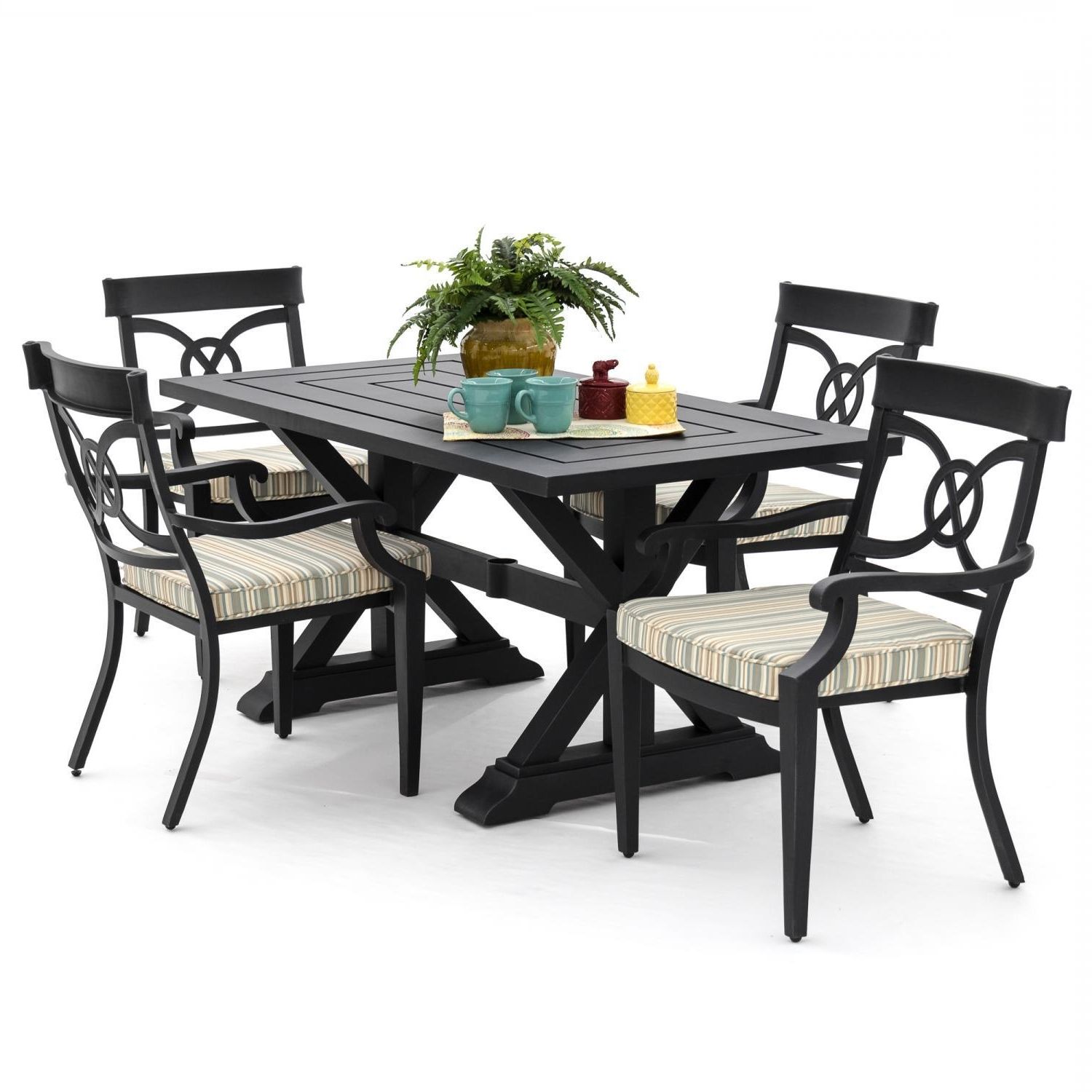 St. Charles 5 Piece Cast Aluminum Patio Dining Setlakeview With Regard To Best And Newest Gavin Dining Tables (Photo 24 of 25)