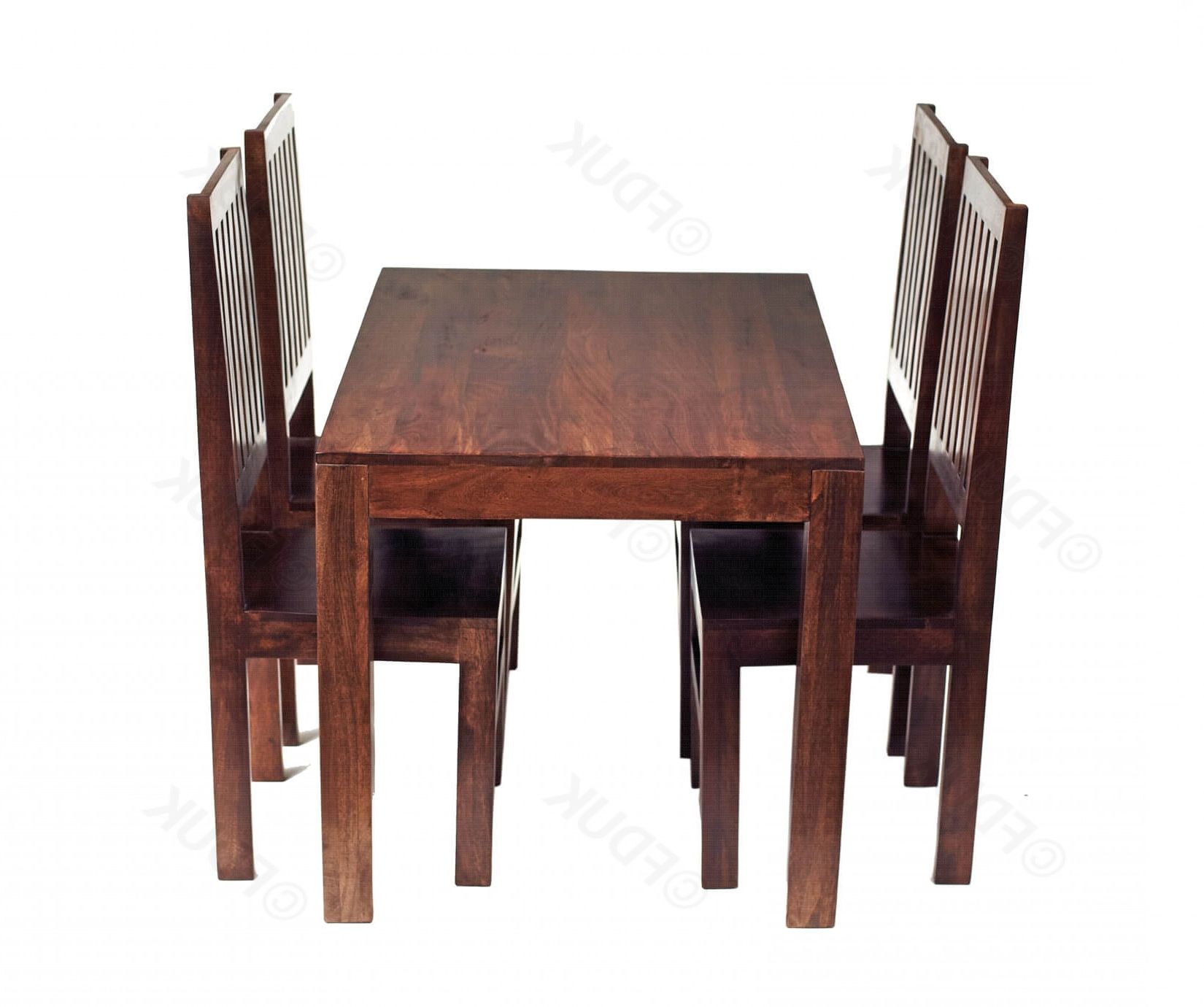 Toko Mango Small Dining Table With 4 Wooden With Most Popular Indian Wood Dining Tables (View 13 of 25)