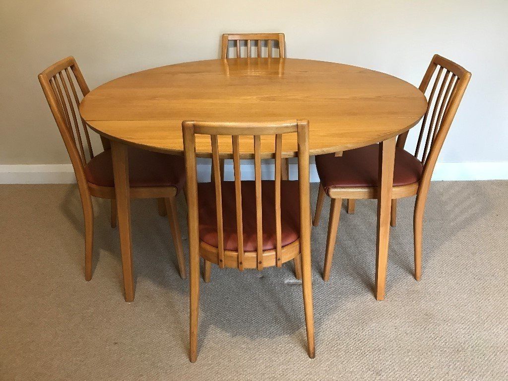 Trendy Beech Dining Tables And Chairs For Retro 1970s Ercol Style Beech Dining Table & 4 Matching Spindle Back (View 24 of 25)