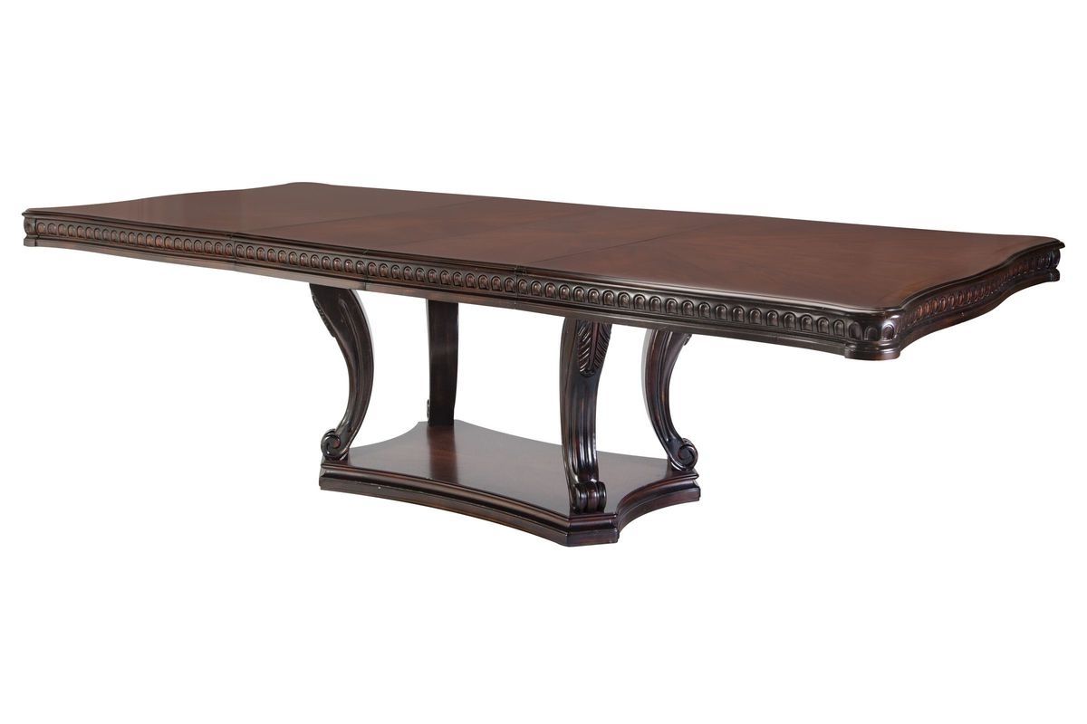 Trendy Hayden Dining Tables In Cabernet Double Pedestal Dining Table At Gardner White (View 20 of 25)