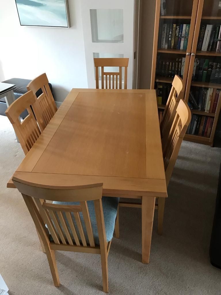 Trendy Patterson 6 Piece Dining Sets Regarding Beech Dining Table And 6 Matching Chairs (View 8 of 25)