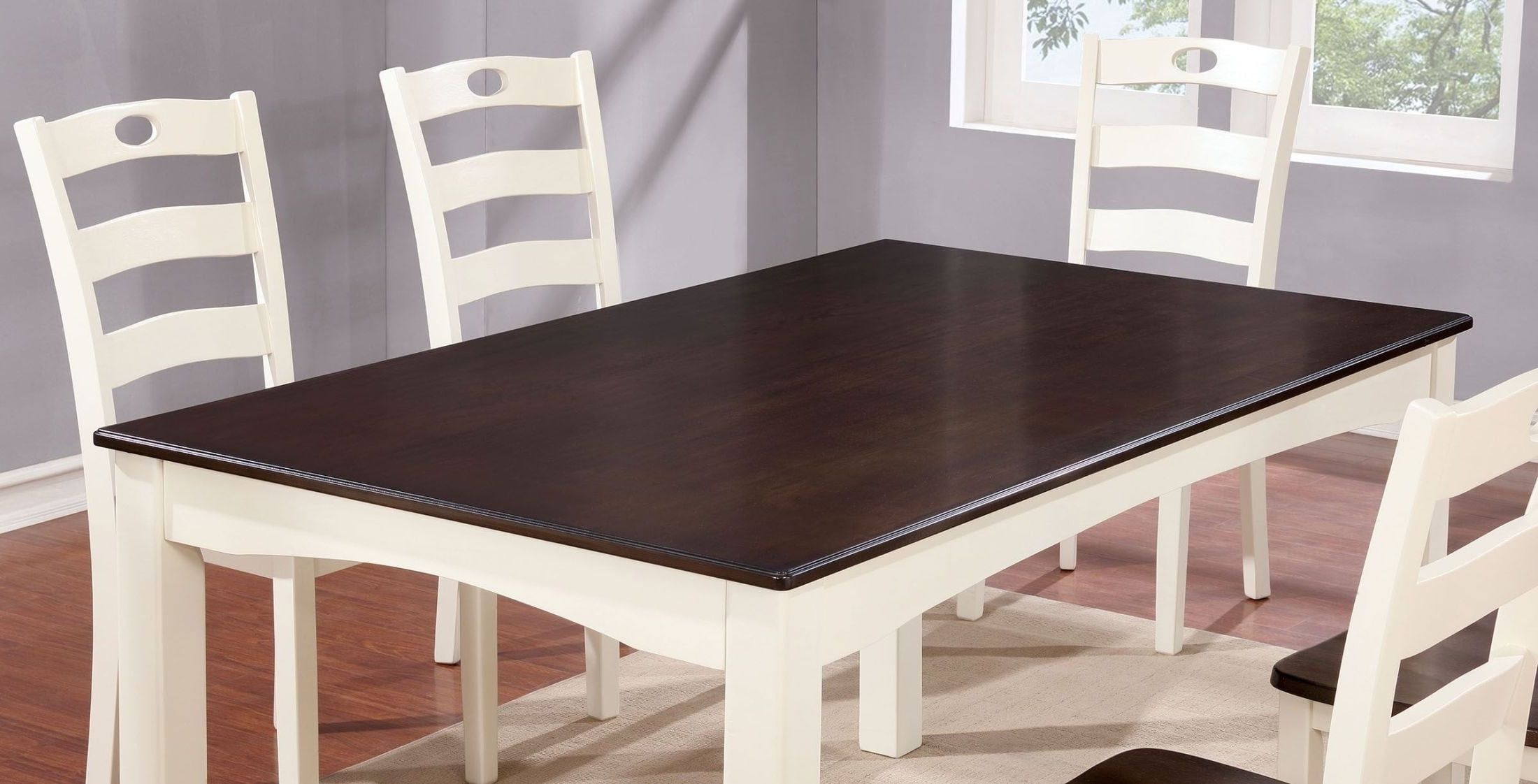 Trendy Walnut Dining Table Sets Throughout Furniture Of America Liliana 7 Piece White And Walnut Dining Table (View 25 of 25)