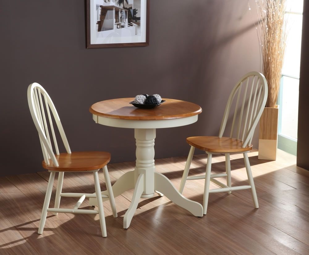 Two Chair Dining Tables Pertaining To Recent Weald Buttermilk Traditional Round Breakfast Table And Chairs (View 7 of 25)