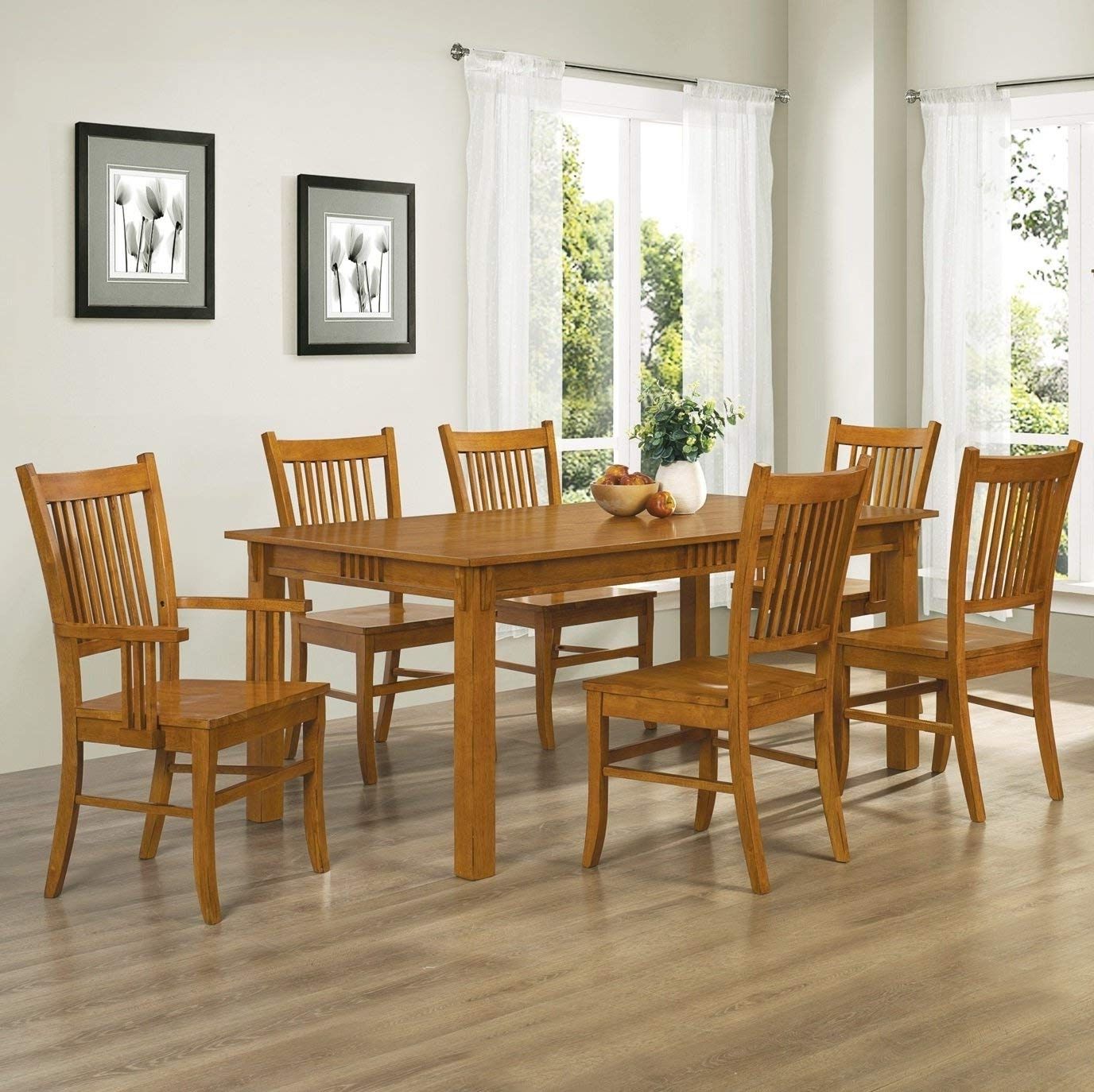 Well Known Amazon – Coaster Home Furnishings 7 Piece Mission Style Solid For Craftsman 7 Piece Rectangle Extension Dining Sets With Side Chairs (View 13 of 25)