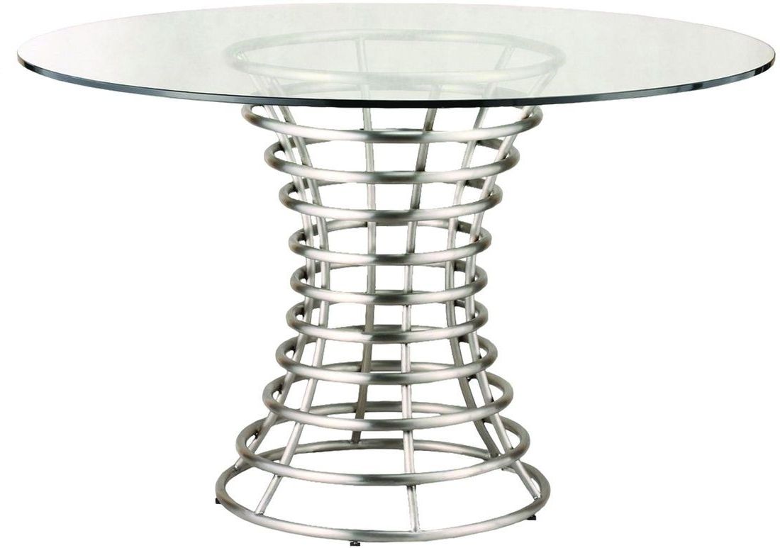 Well Known Armen Living Ibiza Brushed Stainless Steel Dining Table With Clear In Brushed Steel Dining Tables (View 24 of 25)