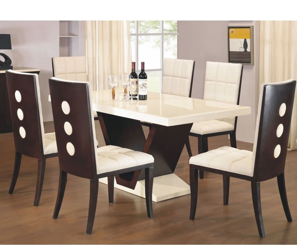 Well Known Black 8 Seater Dining Tables Regarding Arta Marble Dining Table And Chairs Leather And Wood Dining Chairs (Photo 4 of 25)