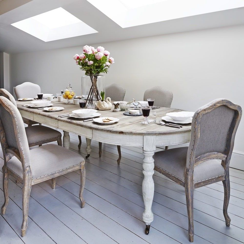 Well Known Extendable Dining Table, Lime/white Washed Top And Painted Pertaining To Dining Tables With White Legs (Photo 1 of 25)