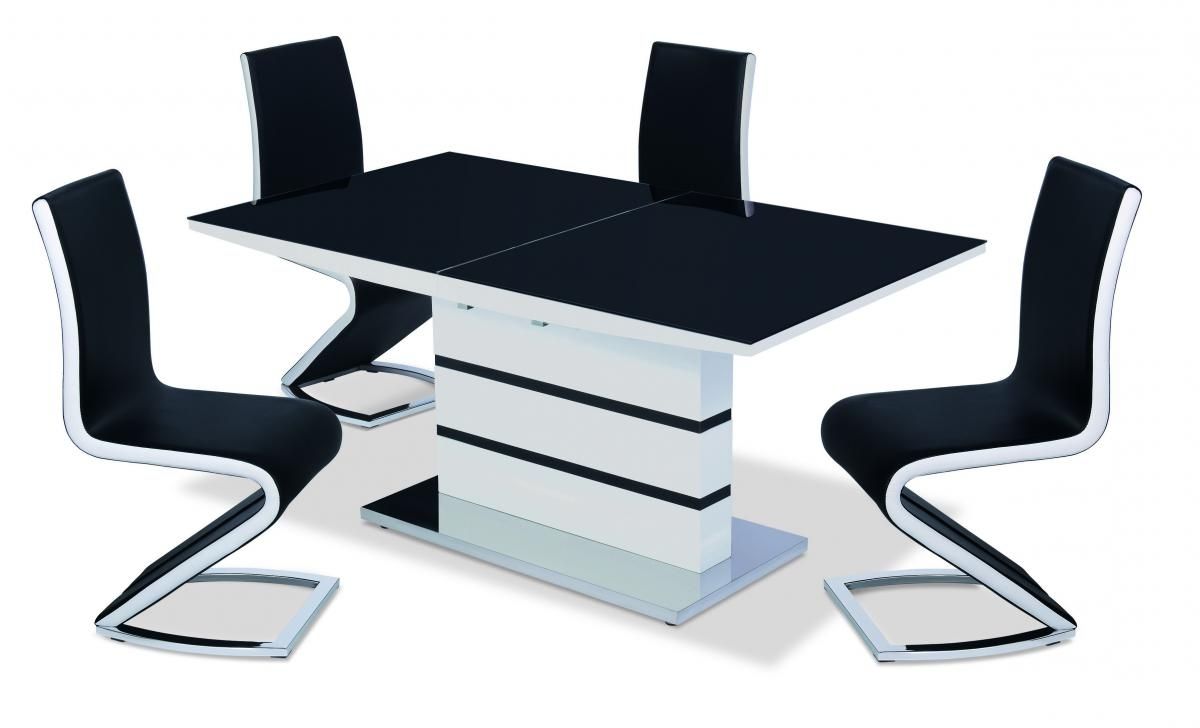 Well Known Glass And White Gloss Dining Tables In Aldridge High Gloss Dining Table White With Black Glass Top 4 Chairs (Photo 23 of 25)