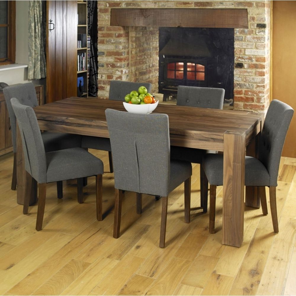 Well Known Mayan Walnut Dark Wood Modern Furniture Large Dining Table And Six Throughout Walnut Dining Table And 6 Chairs (View 1 of 25)