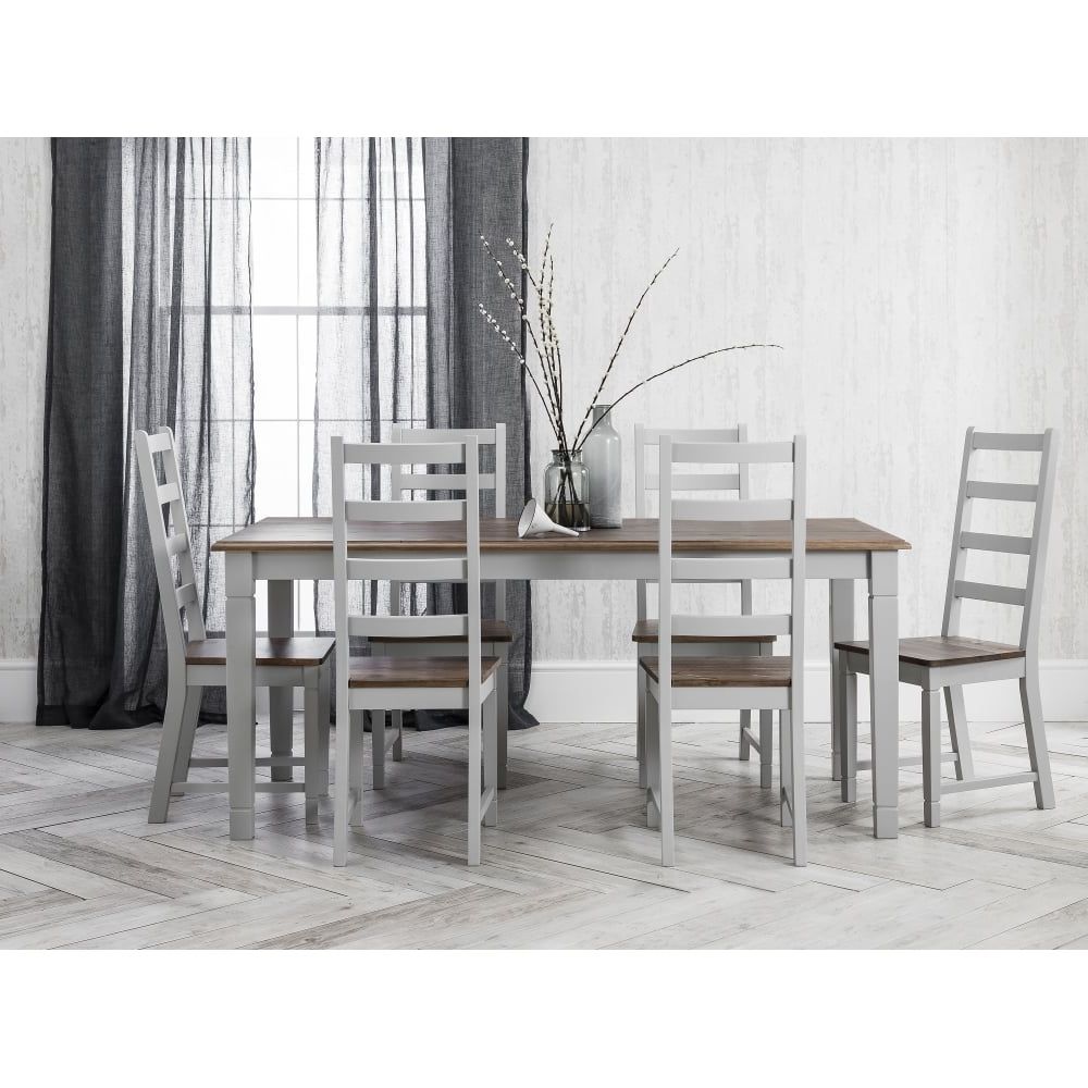 Well Known White Dining Tables With 6 Chairs Throughout Canterbury Dining Table With 6 Chairs In Silk Grey (View 5 of 25)