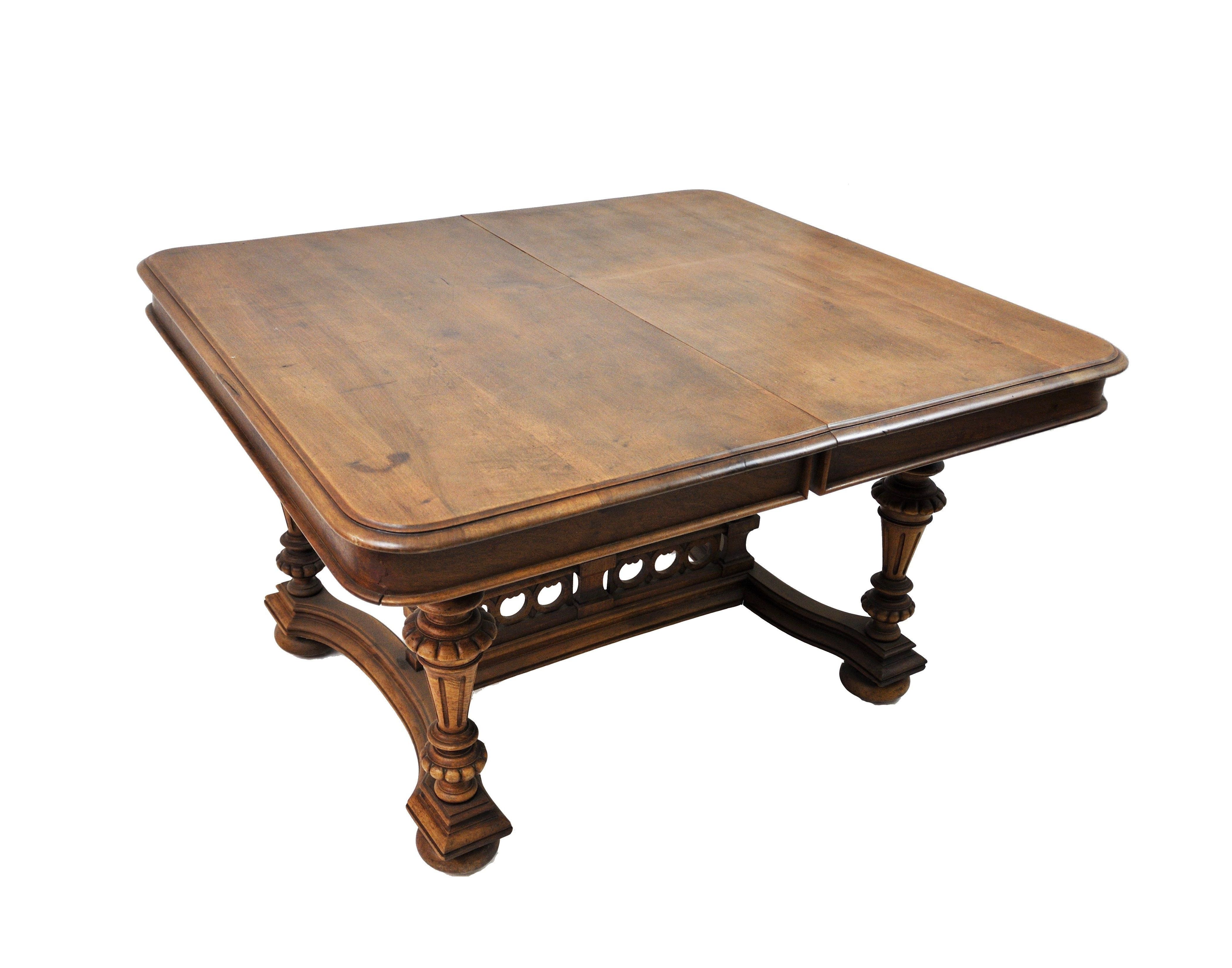 Well Liked Antique French Oak Wood Henry Ii Extendable Square Dining Table Intended For Extendable Square Dining Tables (View 16 of 25)