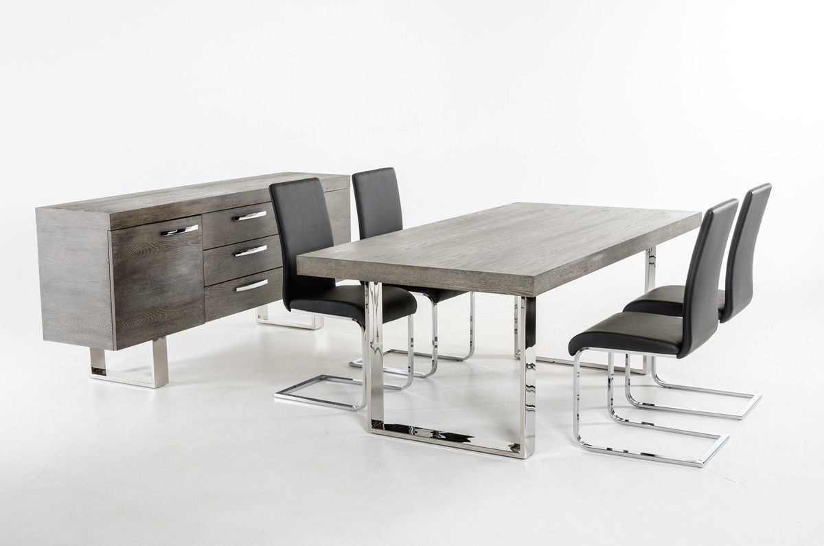 Well Liked Beautiful Grey Brush Top And Stainless Steel Legs Dining Table El Pertaining To Brushed Steel Dining Tables (Photo 25 of 25)