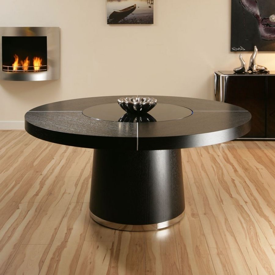 Well Liked Dining Tables. Outstanding Round Black Dining Table: Round Black For Dining Tables With Led Lights (Photo 20 of 25)